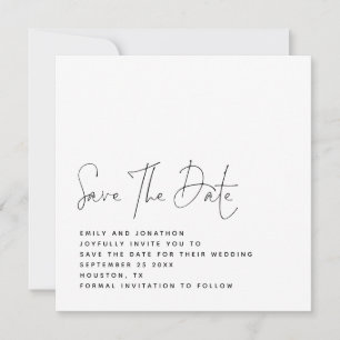 Save The Date Mariage minimaliste noir blanc QR Enregistrer la d