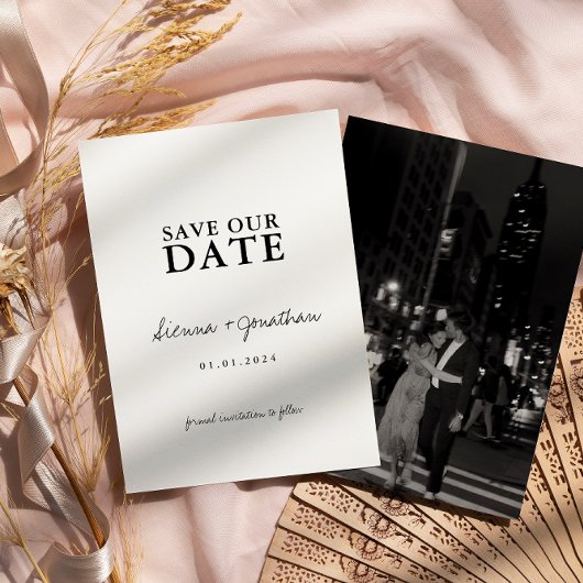 Save The Date Mariage minimaliste noir et blanc