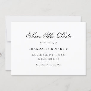 Save The Date Mariage minimaliste noir et blanc élégant
