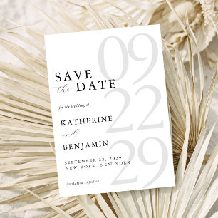 Save The Date Mariage Minimaliste Noir et Blanc Moderne