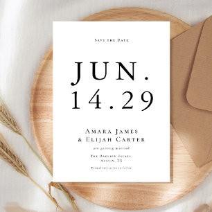 Save The Date Mariage minimaliste noir et blanc moderne