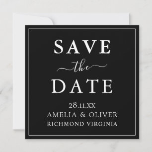 Save The Date Mariage minimaliste noir intemporel, Enregistrer l
