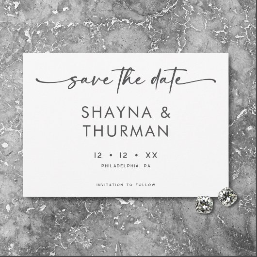 Save The Date Mariage minimaliste noir moderne