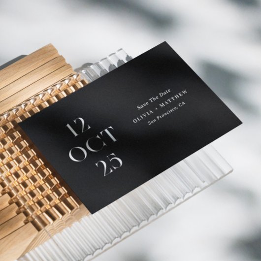 Save The Date Mariage minimaliste noir | Photo à typographie mod