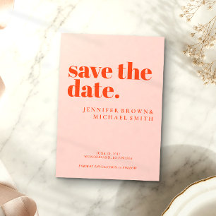 Save The Date Mariage minimaliste orange rose photo calligraphiq