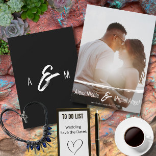 Save The Date Mariage Minimaliste Peint en Photo Intégrale