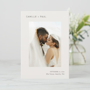 Save The Date Mariage Minimaliste Photo Neutre Élégant