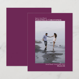 Save The Date Mariage Minimaliste Photo Verticale Magenta