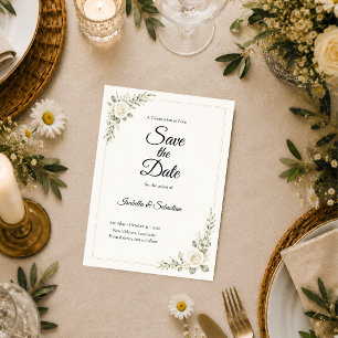 Save The Date Mariage Minimaliste Rose d'Ivoire Intemporel