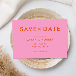 Save The Date Mariage minimaliste rose orange moderne