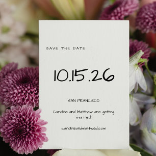 Save The Date Mariage Minimaliste Simple Manuscrit Noir Blanc