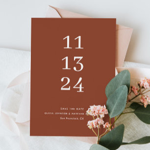 Save The Date Mariage minimaliste simple moderne en terre cuite