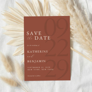 Save The Date Mariage Minimaliste Terracotta Moderne