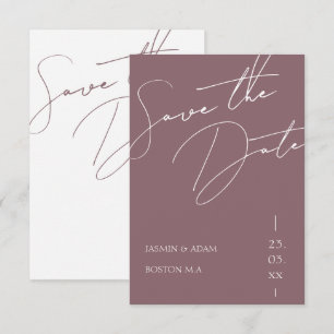 Save The Date Mariage Minimaliste Typographie Mauve Violet Scrip