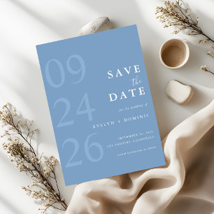 Save The Date Mariage minimaliste typographie moderne bleu pouss