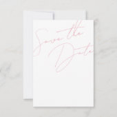 Save The Date Mariage Minimaliste Typographie Script Rose Bonbon (Dos)