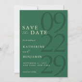 Save The Date Mariage minimaliste vert moderne (Devant)