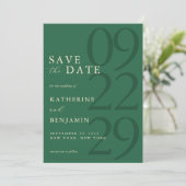Save The Date Mariage minimaliste vert moderne (Debout devant)