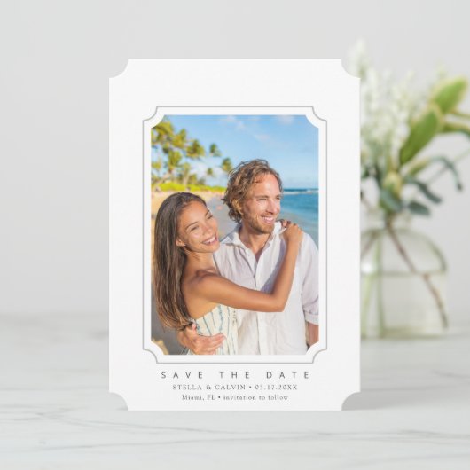 Save The Date Mariage minimum QR Code photo Enregistrer la date (Debout devant)