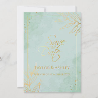 Save The Date Mariage Mint et Gold