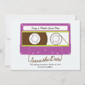 Save The Date Mariage Mixtape Indie Rétro (violet/chaux) (Devant)
