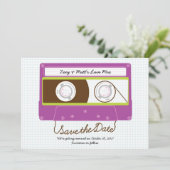 Save The Date Mariage Mixtape Indie Rétro (violet/chaux) (Debout devant)