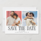 Save The Date Mariage Moderne 2-Photos Blanc (Devant)