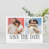 Save The Date Mariage Moderne 2-Photos Blanc (Debout devant)