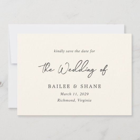 Save The Date Mariage moderne à la crème simple (Devant)