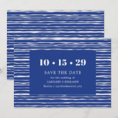 Save The Date Mariage Moderne à Rayures Bleues Côtières (Devant / Derrière)