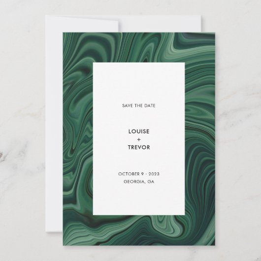 Save The Date Mariage moderne Abstrait Emerald Green Agate (Devant)