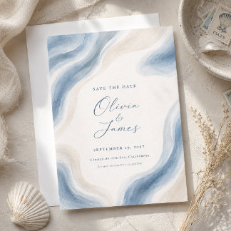 Save The Date Mariage Moderne Aquarelle Côtière