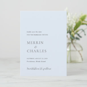 Save The Date Mariage Moderne au Poudre Bleu Élégant
