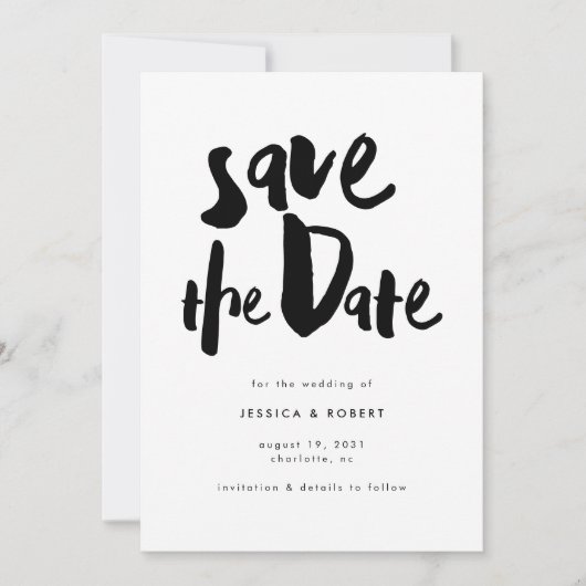Save The Date Mariage Moderne Audacieux et Élégant Écriture au P (Devant)