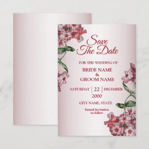 Save The Date Mariage Moderne aux Feuilles Vertes Florales Roses