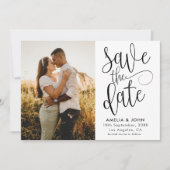 Save The Date Mariage moderne avec photo en noir et blanc à sauv (Devant)