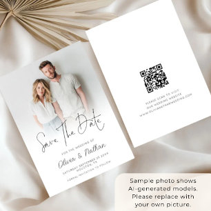 Save The Date Mariage moderne avec superposition de photo et cod