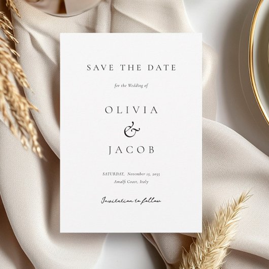 Save The Date Mariage moderne blanc élégant