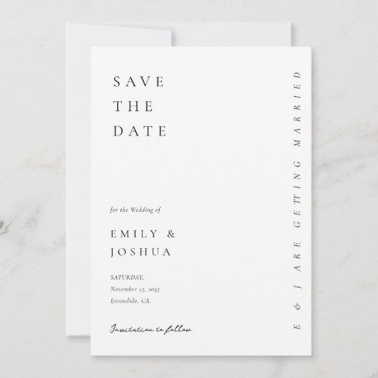 Save The Date Mariage moderne blanc élégant (Devant)