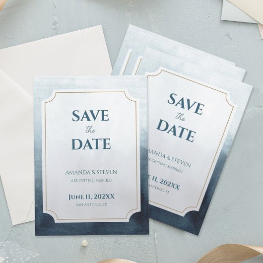 Save The Date Mariage Moderne Bleu