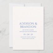 Save The Date Mariage moderne Bleu élégant (Devant)