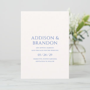Save The Date Mariage moderne Bleu élégant