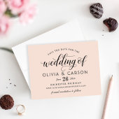 Save The Date Mariage moderne Blush et Black Script