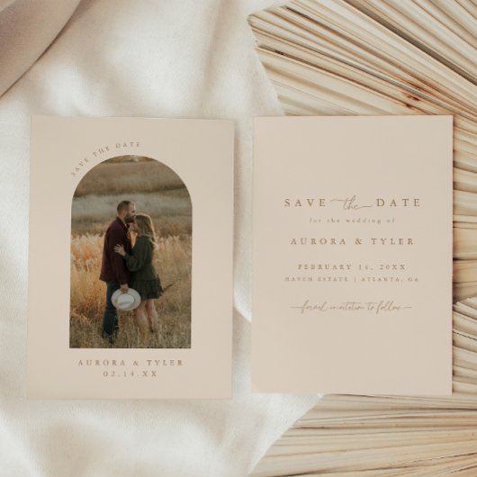 Save The Date Mariage Moderne Bohème avec Arche Photo