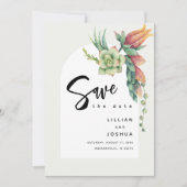 Save The Date Mariage Moderne Bohème Floral Botanique Succulent (Devant)