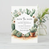 Save The Date Mariage moderne Boho Cactus (Debout devant)
