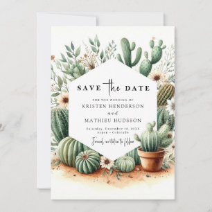Save The Date Mariage moderne Boho Cactus