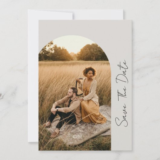 Save The Date Mariage moderne Boho Frame Neutral Photo (Devant)