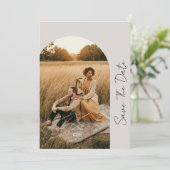 Save The Date Mariage moderne Boho Frame Neutral Photo (Debout devant)