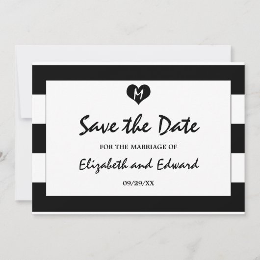 Save The Date Mariage moderne chic noir et blanc Enregistrer la  (Devant)